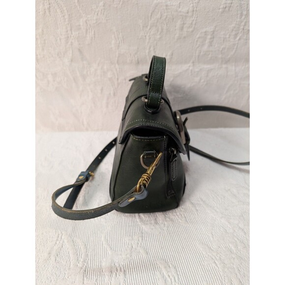 IVTG Green Studded Leather Satchel Purse Crossbody Vintage Silver Gold Handbag - Picture 2 of 13